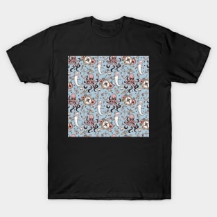 Blue Sea Creature Pattern T-Shirt